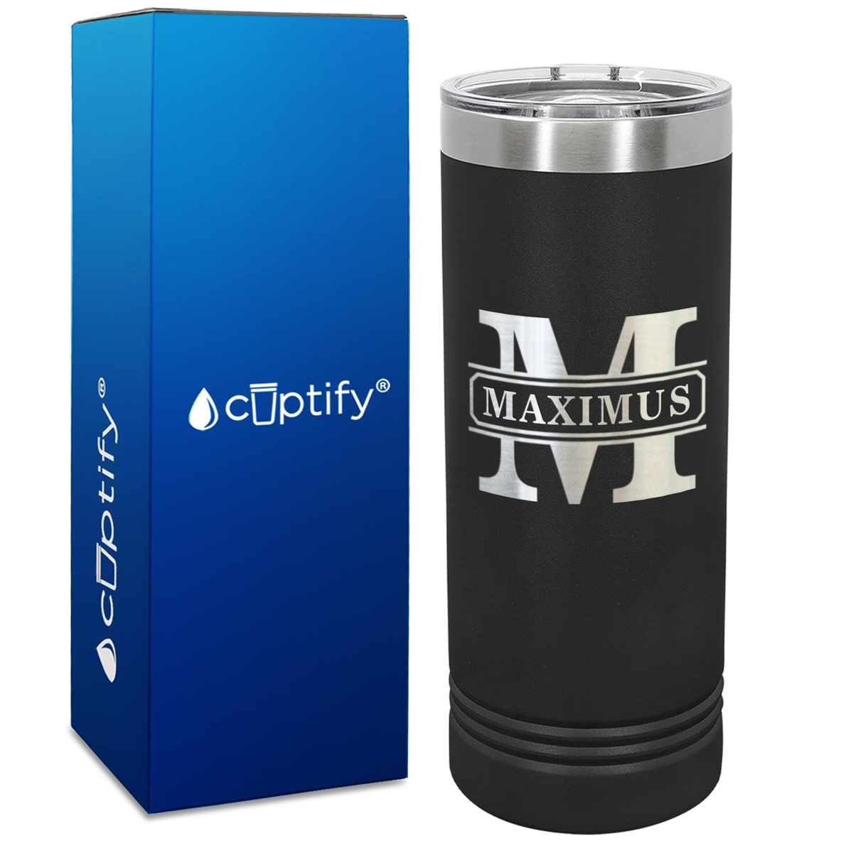 Personalized Vintage Block Engraved on 22oz Skinny Tumbler