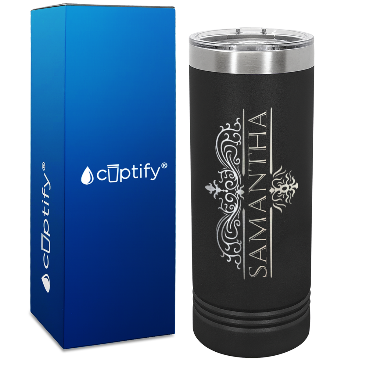 Personalized Vestige Design Engraved on 22oz Skinny Tumbler