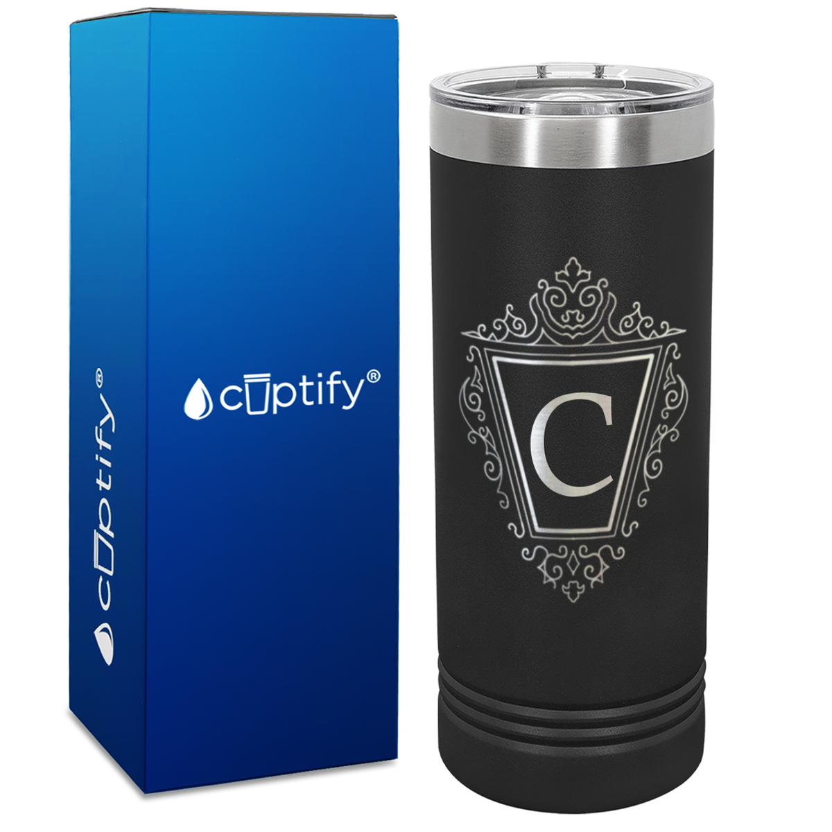 Personalized Classic Crest Engraved on 22oz Skinny Tumbler