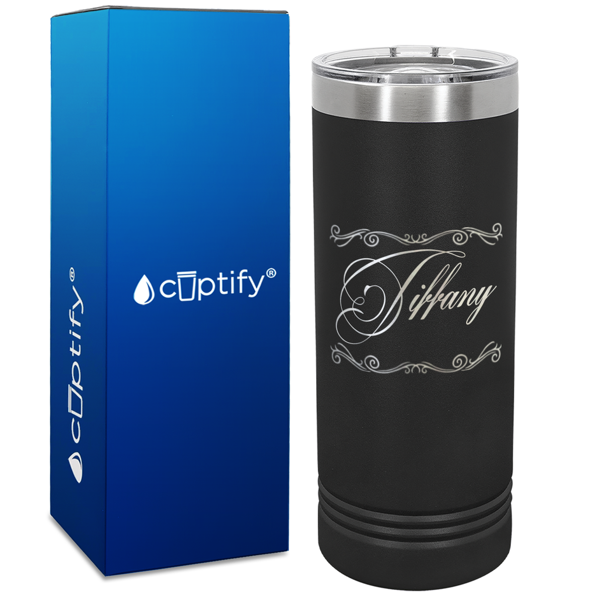 Personalized Scroll Script Engraved on 22oz Skinny Tumbler