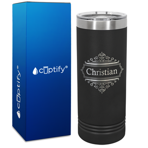 Personalized Crest Border Engraved on 22oz Skinny Tumbler
