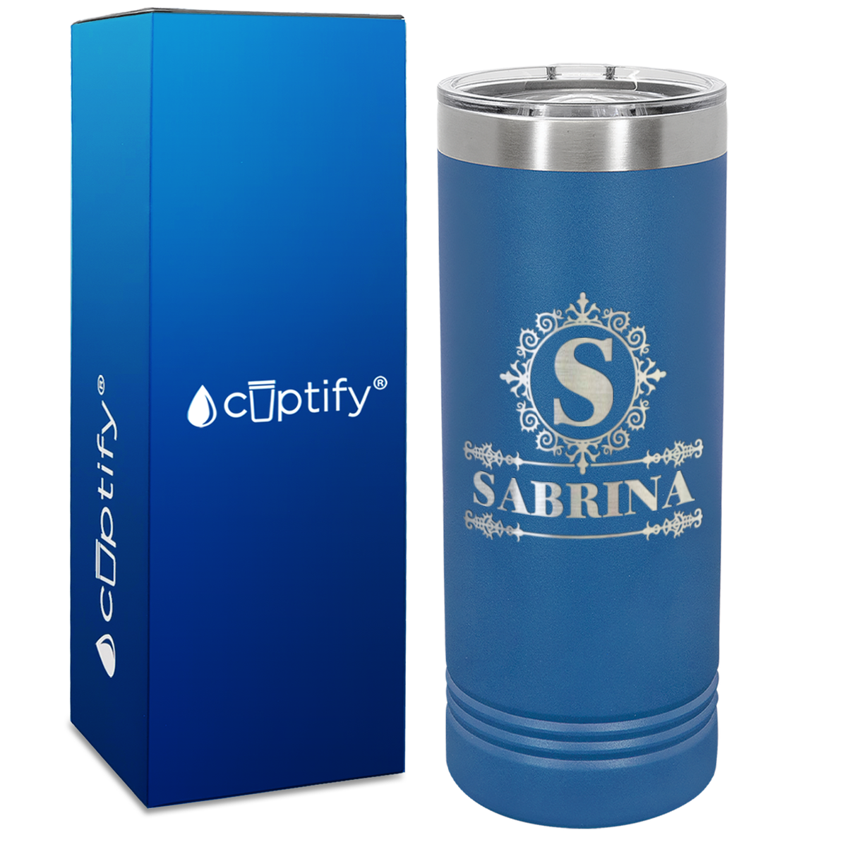 Personalized Ultramodern Initial and Name Engraved on 22oz Skinny Tumbler