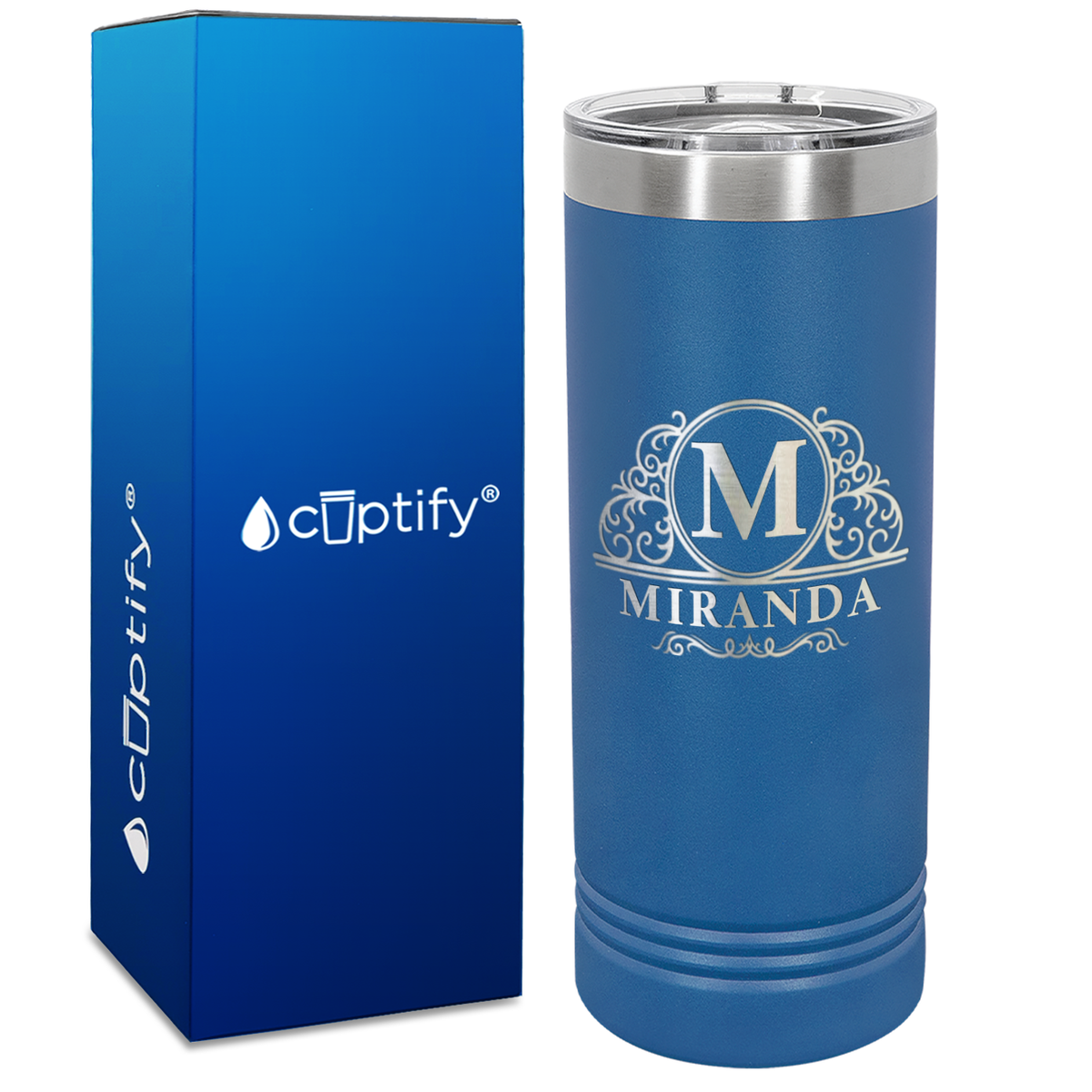 Personalized Elaborate Circle Engraved on 22oz Skinny Tumbler
