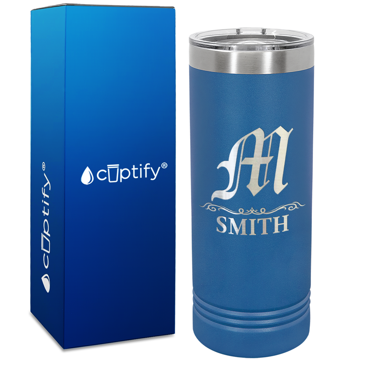 Personalized Gothic Initial Engraved on 22oz Skinny Tumbler