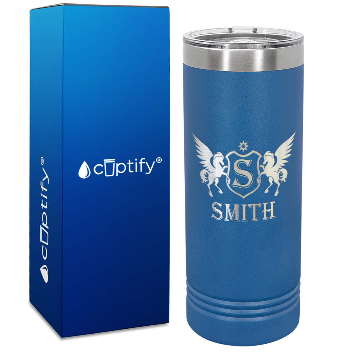 Personalized Pegasus Engraved on 22oz Skinny Tumbler