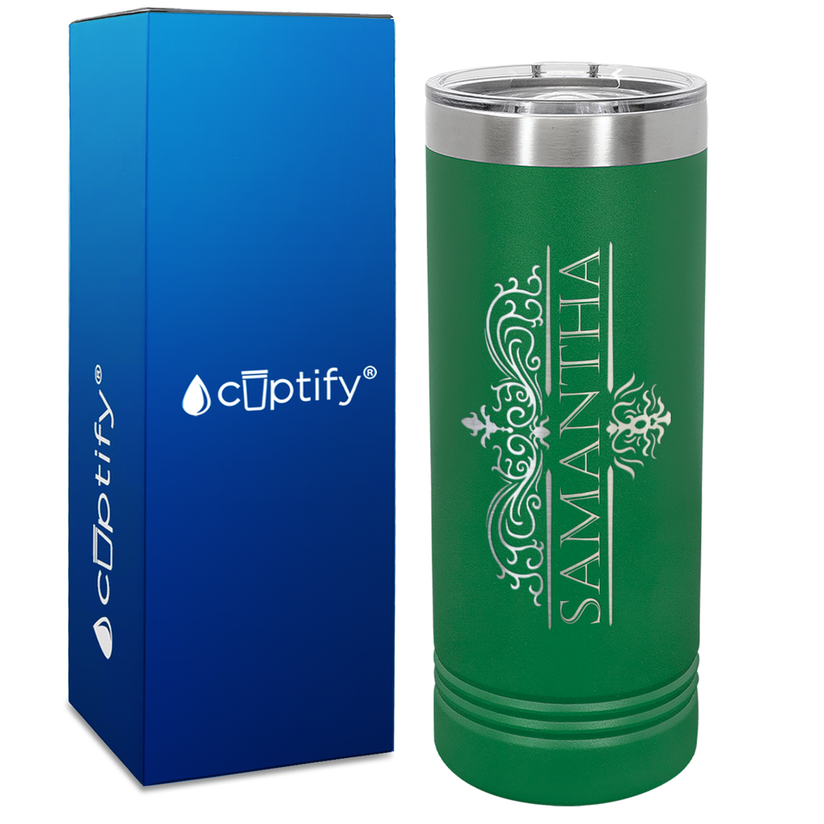 Personalized Vestige Design Engraved on 22oz Skinny Tumbler