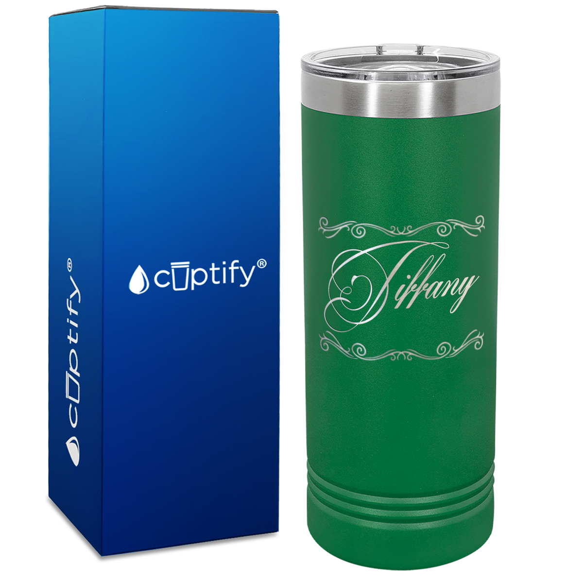 Personalized Scroll Script Engraved on 22oz Skinny Tumbler