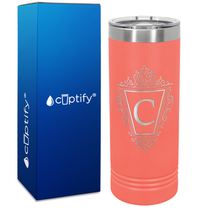 Personalized Classic Crest Engraved on 22oz Skinny Tumbler
