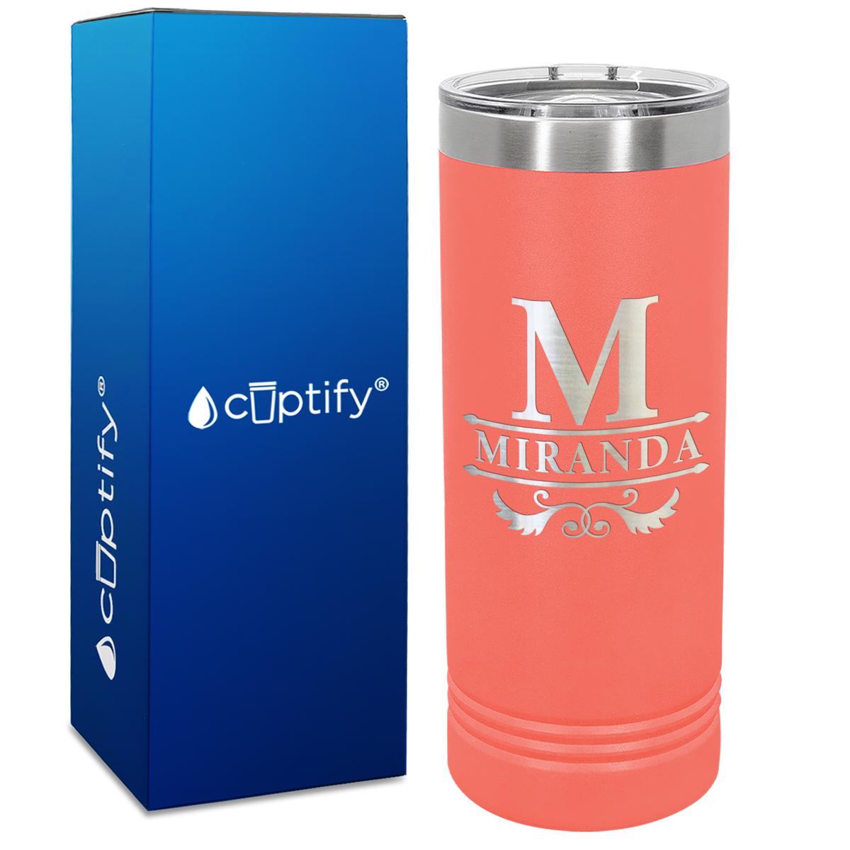Personalized Initial Style Engraved on 22oz Skinny Tumbler