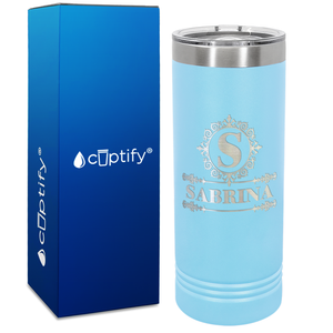 Personalized Ultramodern Initial and Name Engraved on 22oz Skinny Tumbler