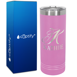 Personalized Script Initial and Name Engraved on 22oz Skinny Tumbler