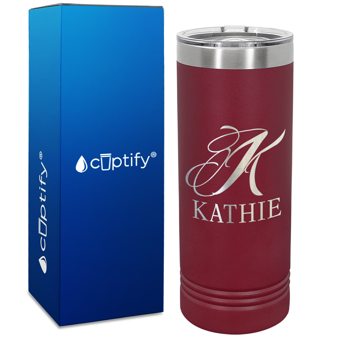 Personalized Script Initial and Name Engraved on 22oz Skinny Tumbler