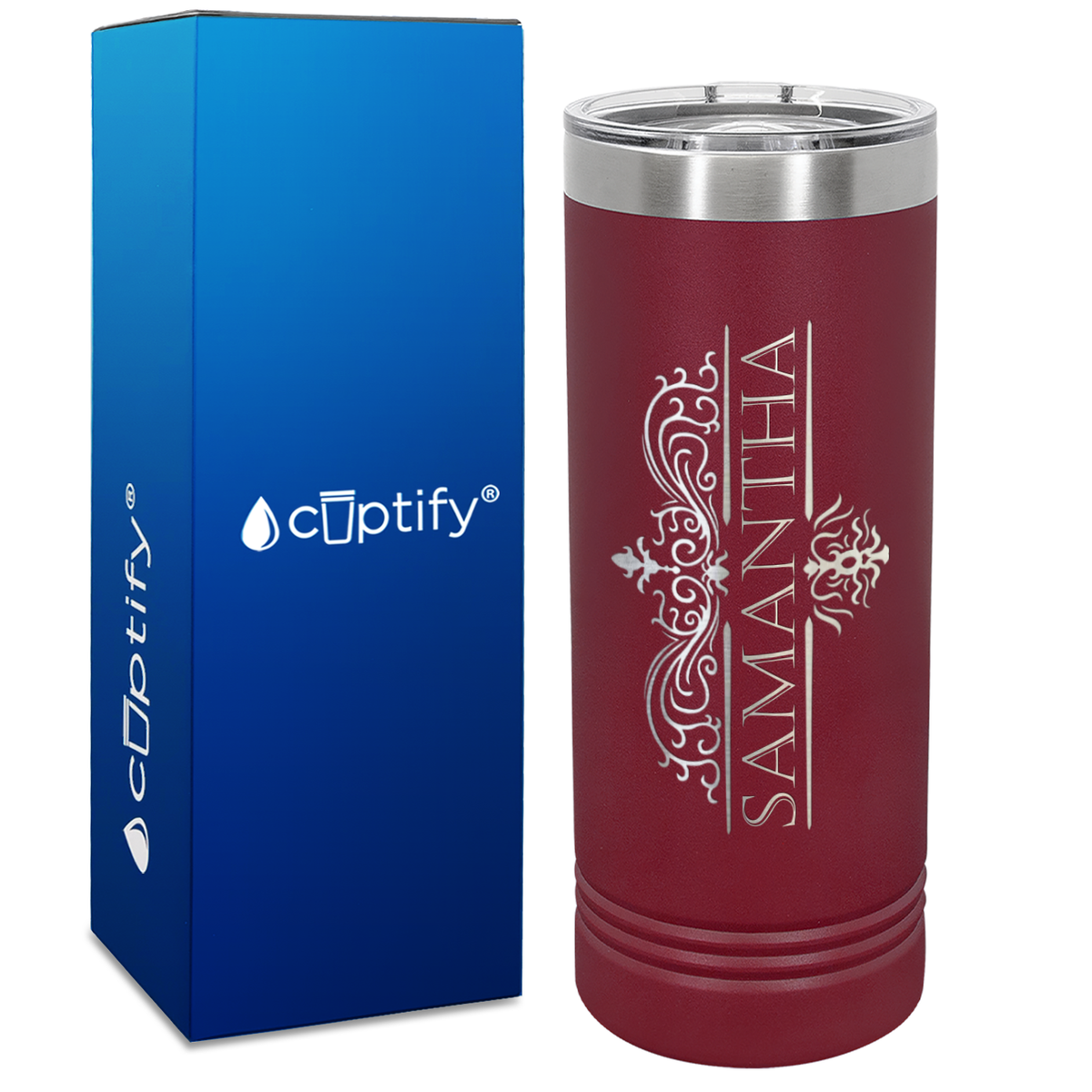Personalized Vestige Design Engraved on 22oz Skinny Tumbler