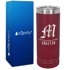 Personalized Gothic Initial Engraved on 22oz Skinny Tumbler