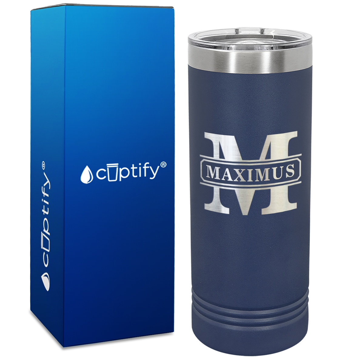 Personalized Vintage Block Engraved on 22oz Skinny Tumbler