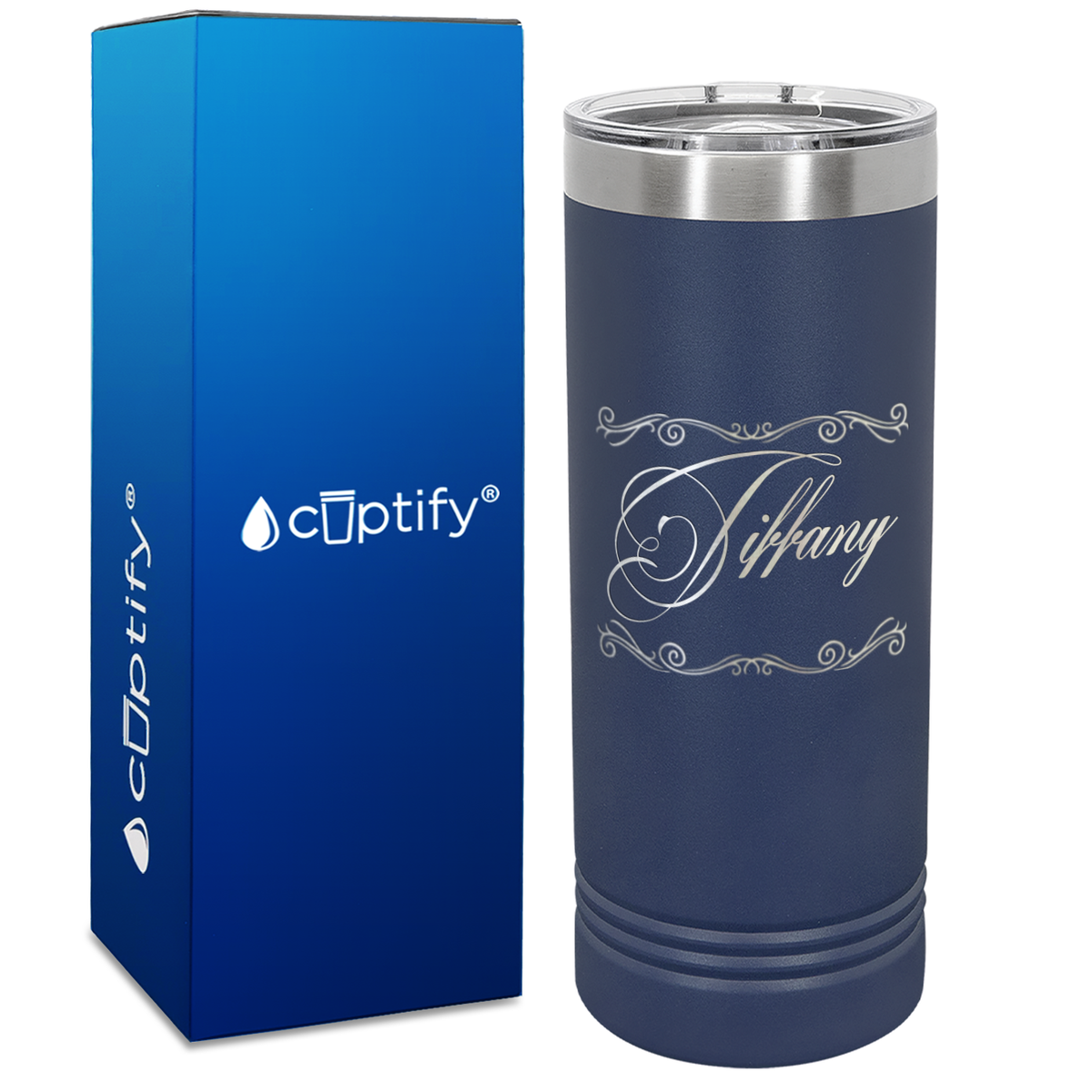 Personalized Scroll Script Engraved on 22oz Skinny Tumbler