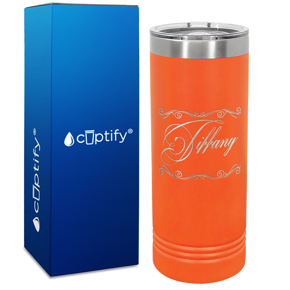 Personalized Scroll Script Engraved on 22oz Skinny Tumbler