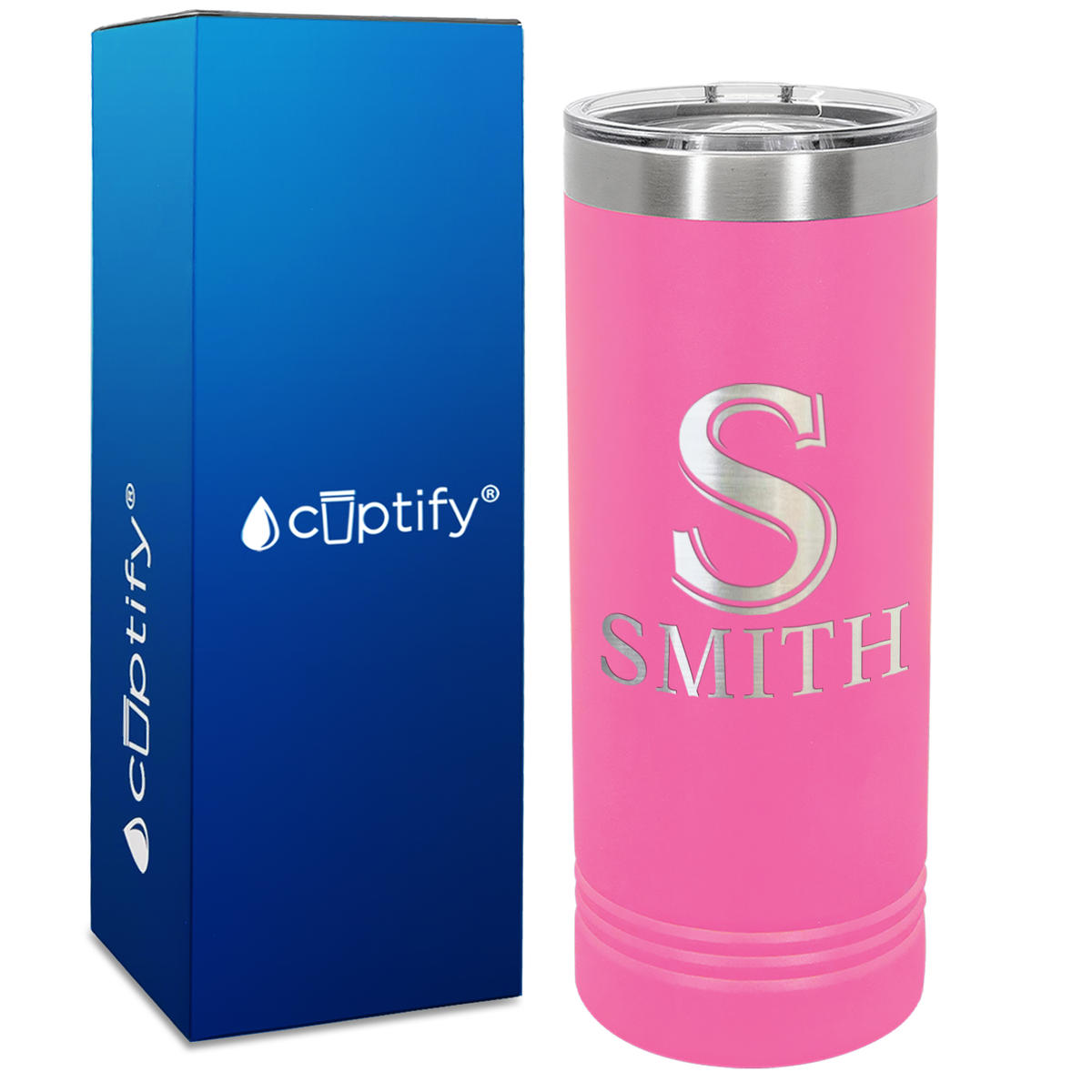 Personalized Monogram Initial and Name Engraved on 22oz Skinny Tumbler