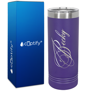 Personalized Decorative Script Engraved on 22oz Skinny Tumbler