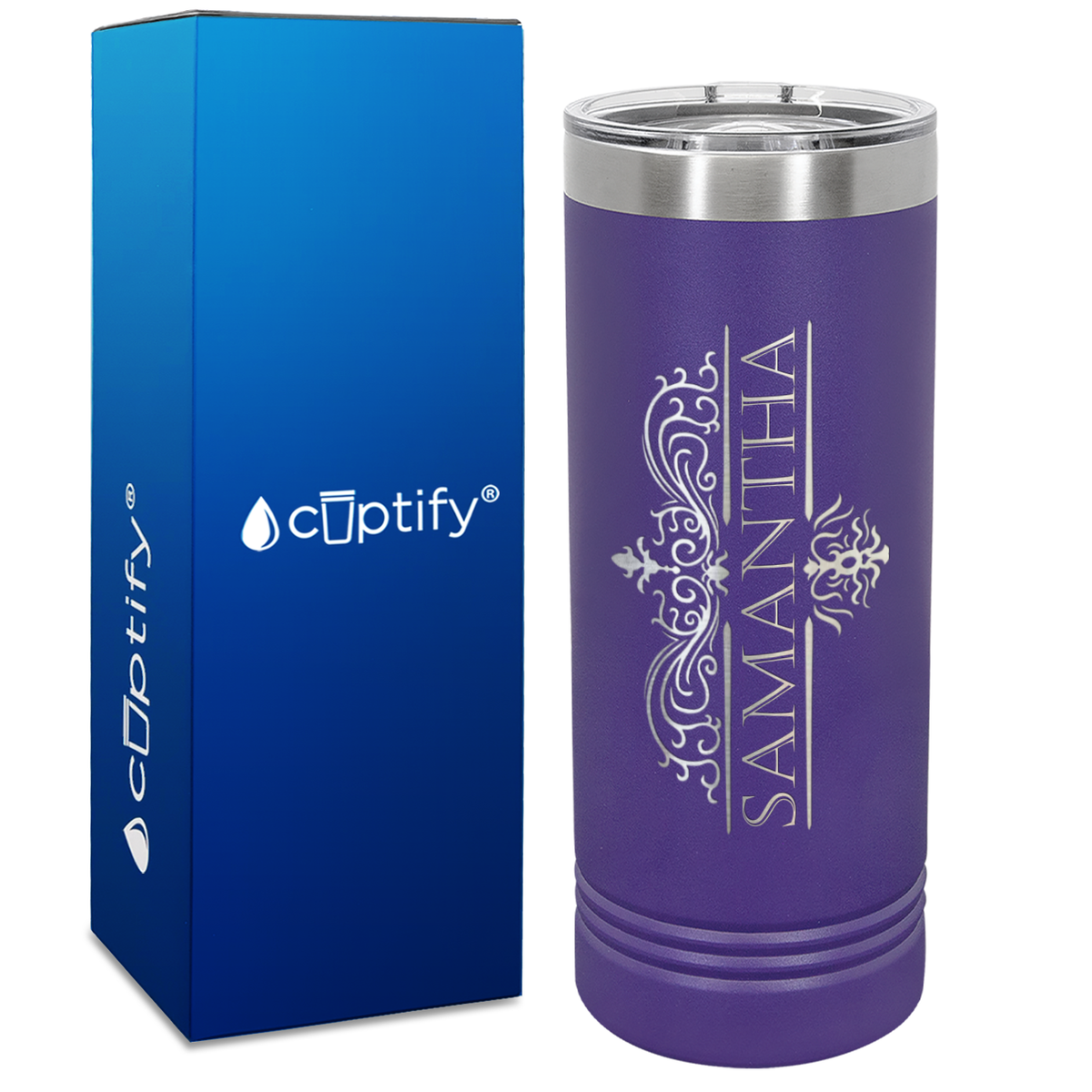 Personalized Vestige Design Engraved on 22oz Skinny Tumbler