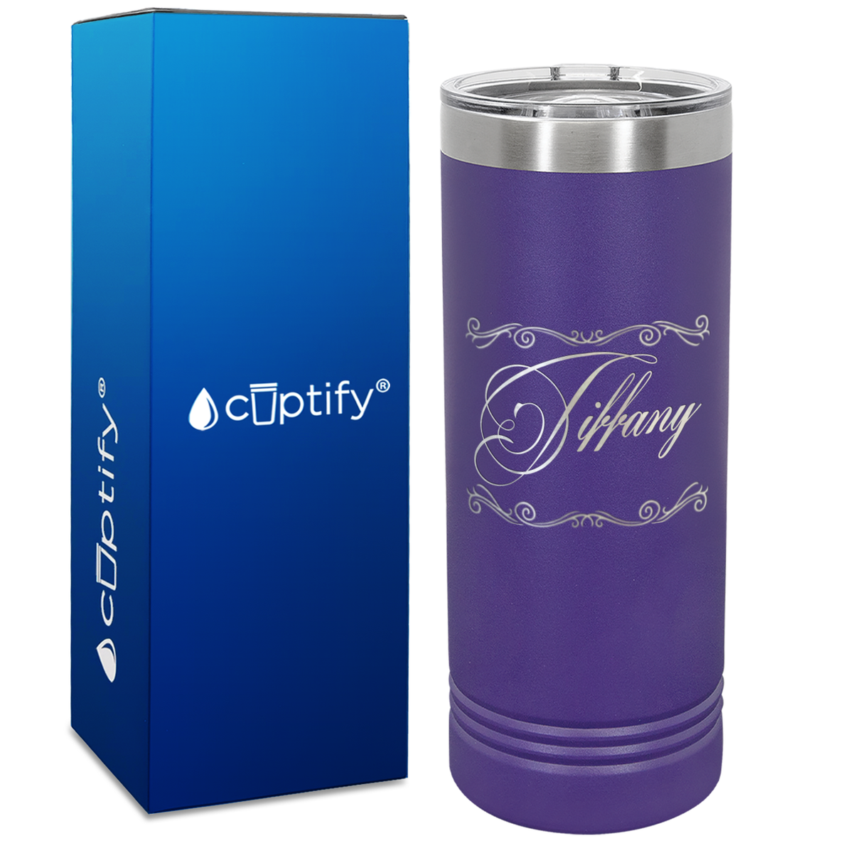 Personalized Scroll Script Engraved on 22oz Skinny Tumbler