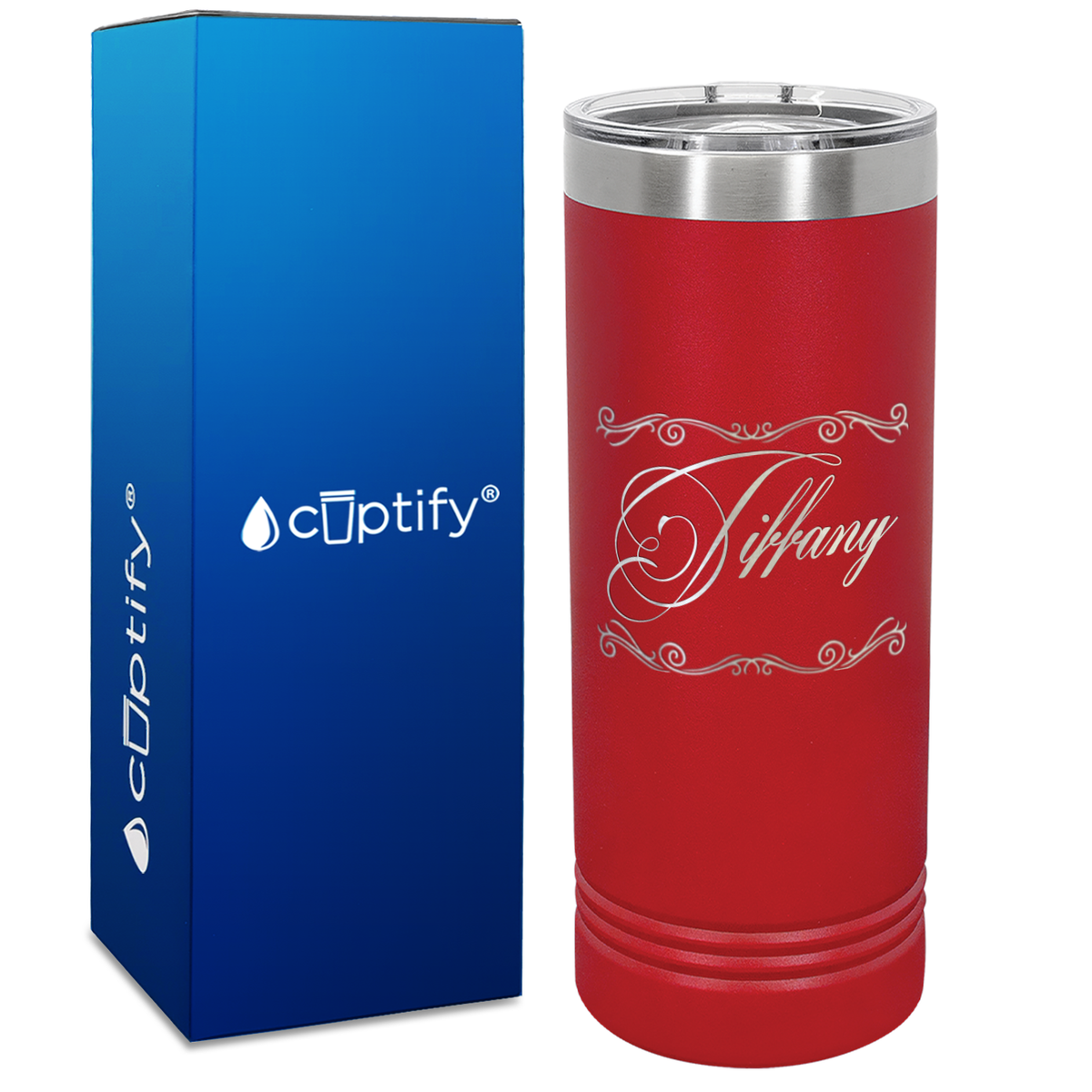 Personalized Scroll Script Engraved on 22oz Skinny Tumbler