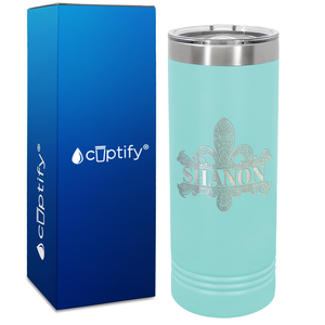 Personalized Fleur de Lis Engraved on 22oz Skinny Tumbler
