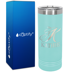 Personalized Script Initial and Name Engraved on 22oz Skinny Tumbler