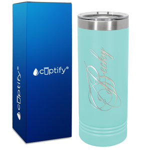 Personalized Decorative Script Engraved on 22oz Skinny Tumbler