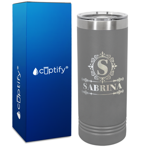 Personalized Ultramodern Initial and Name Engraved on 22oz Skinny Tumbler