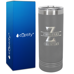 Personalized Initial Block Engraved on 22oz Skinny Tumbler