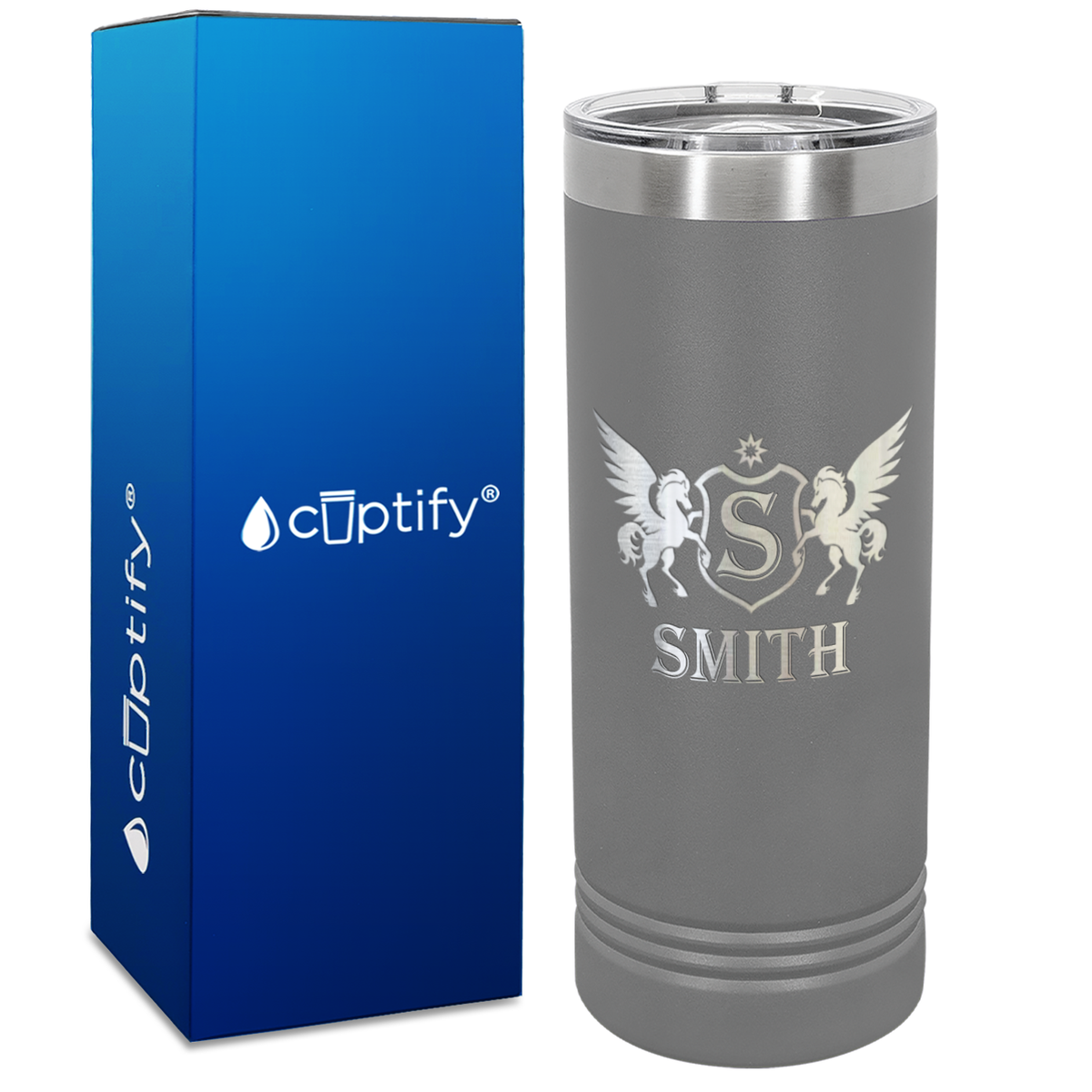 Personalized Pegasus Engraved on 22oz Skinny Tumbler
