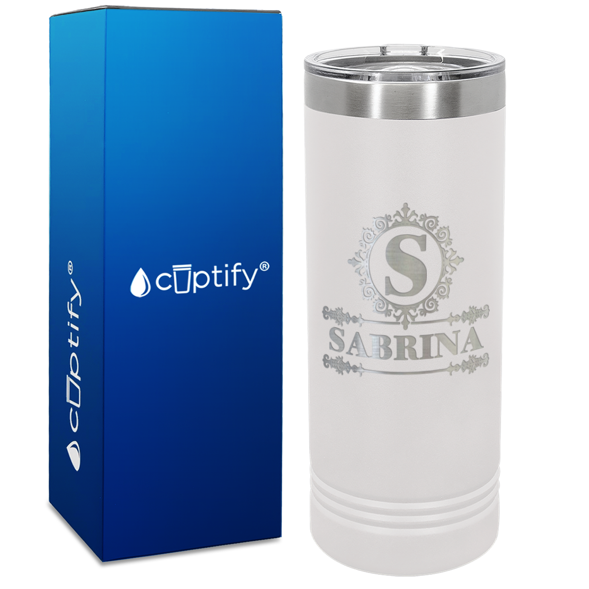 Personalized Ultramodern Initial and Name Engraved on 22oz Skinny Tumbler