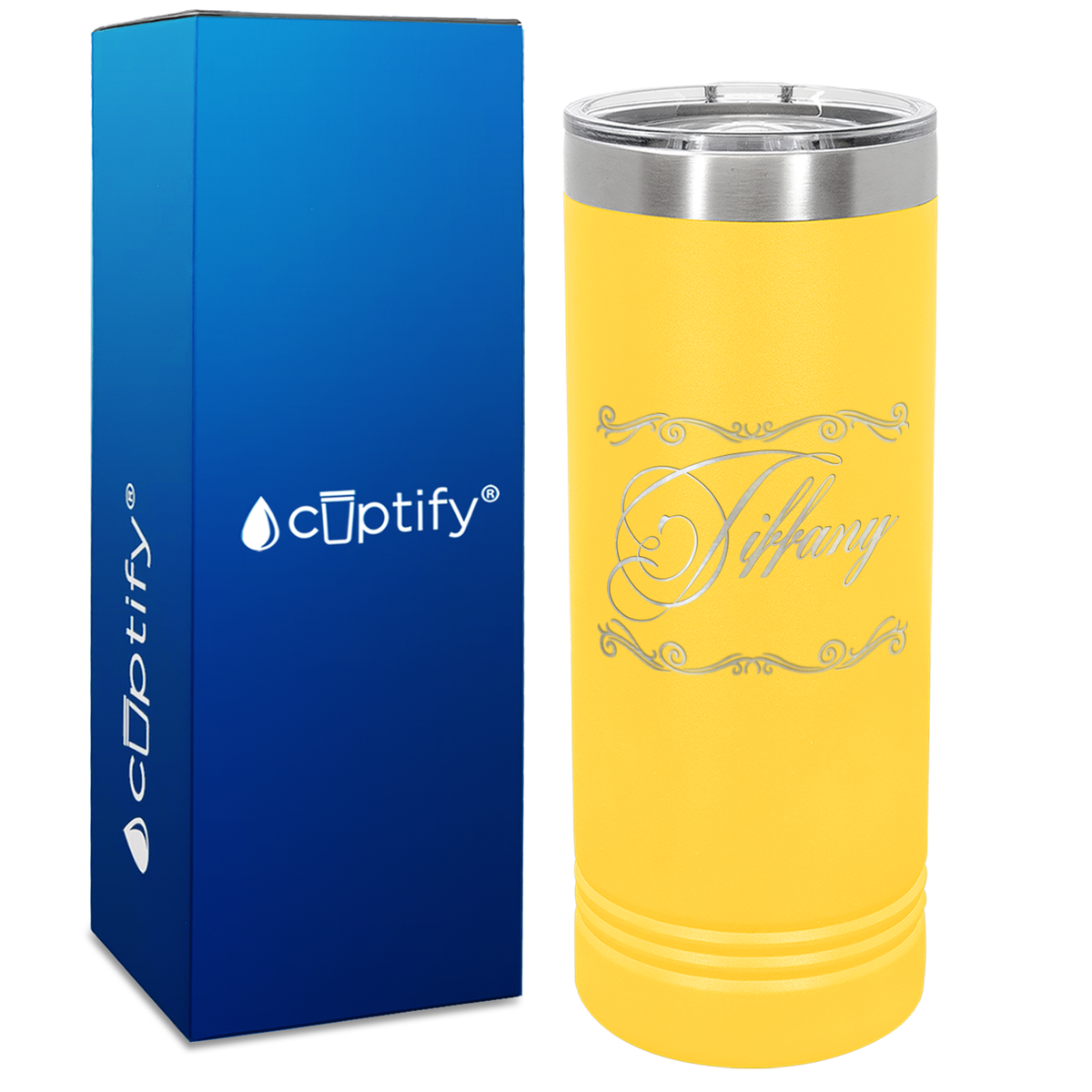Personalized Scroll Script Engraved on 22oz Skinny Tumbler