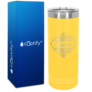 Personalized Crest Border Engraved on 22oz Skinny Tumbler