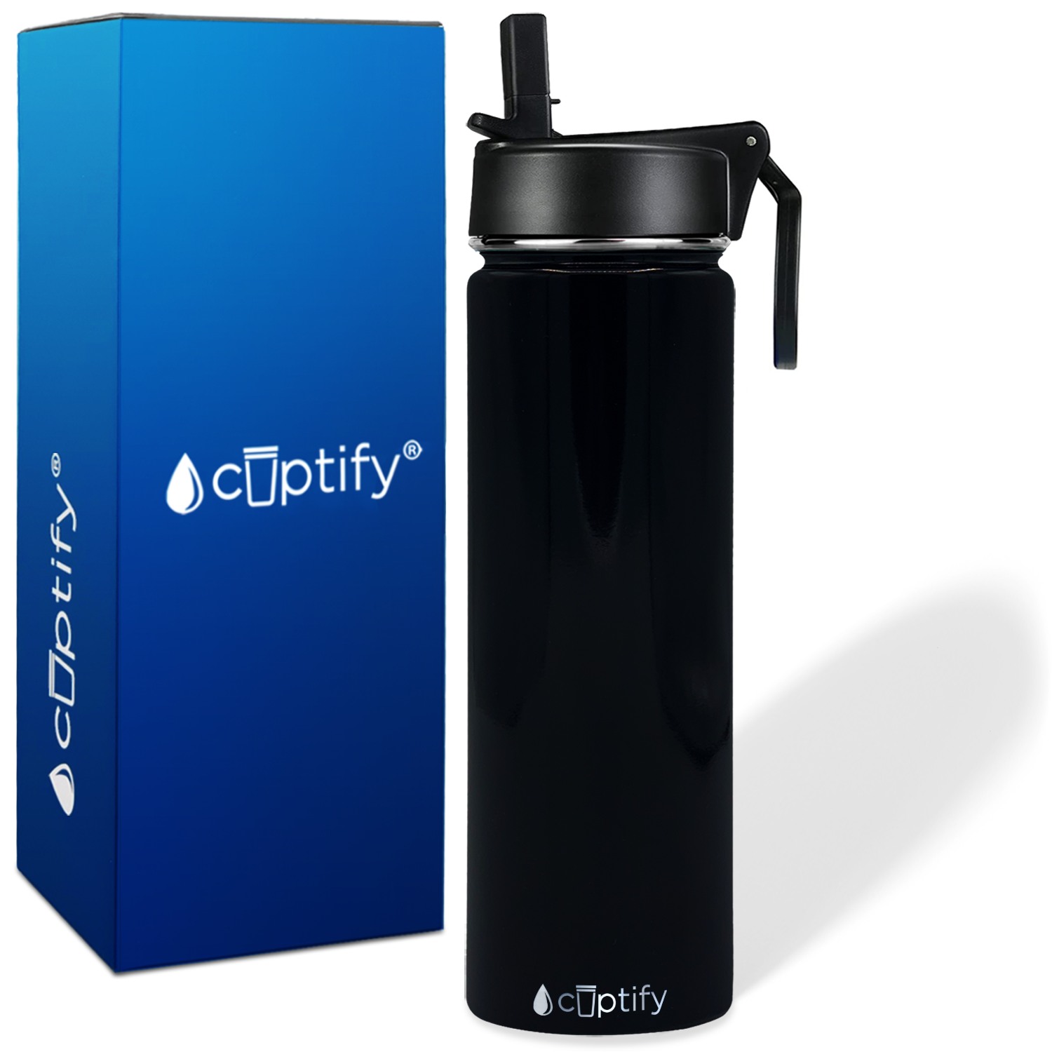 Black Gloss 24oz Wide Mouth Water Bottle