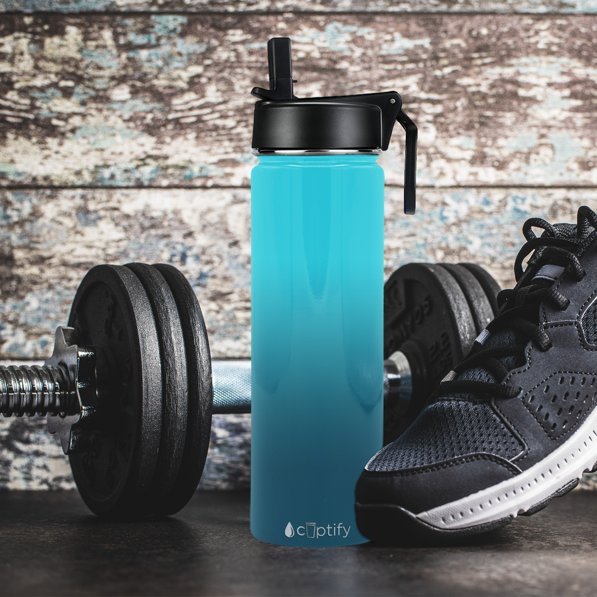 24oz Deep Sea Ombre Wide Mouth Water Bottle With Straw Lid