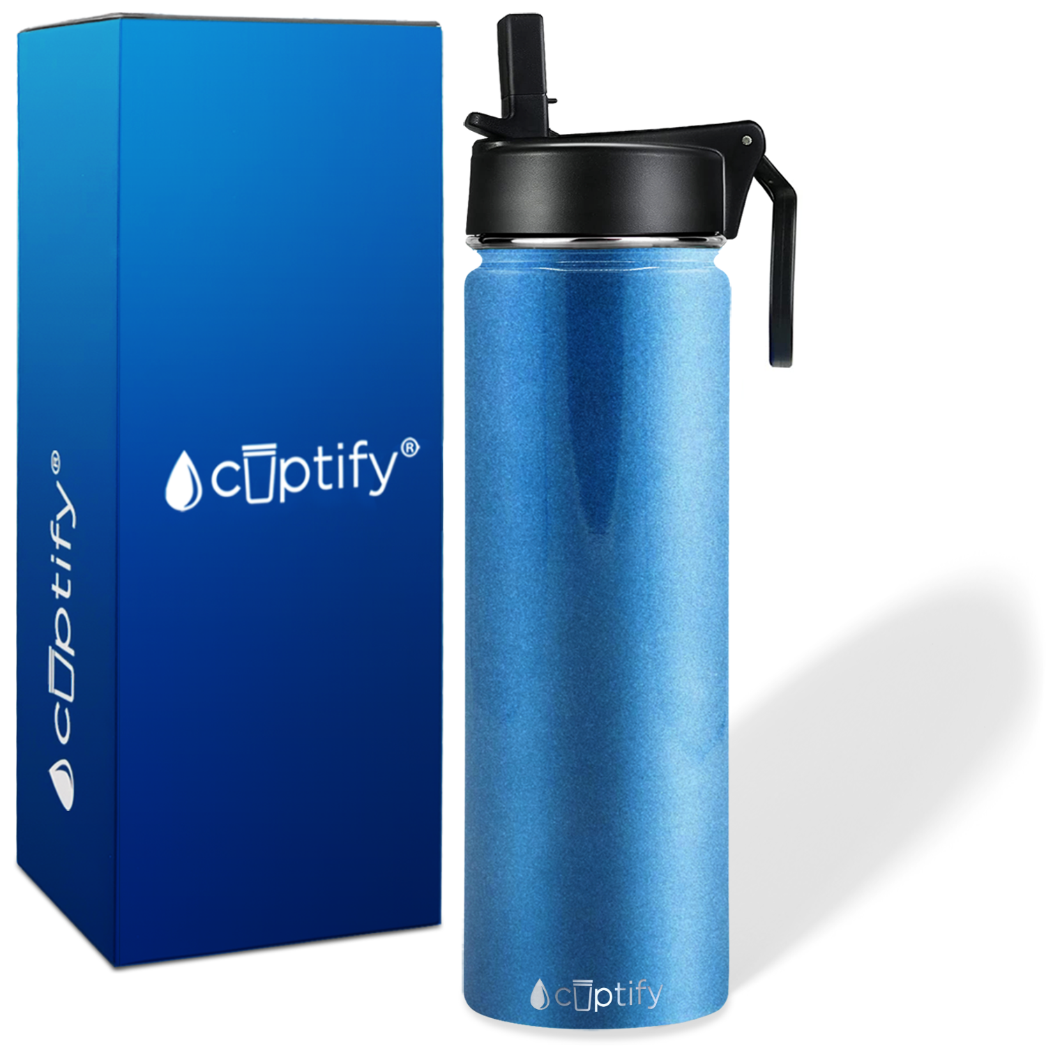 Baby Blue Glitter 24oz Wide Mouth Water Bottle