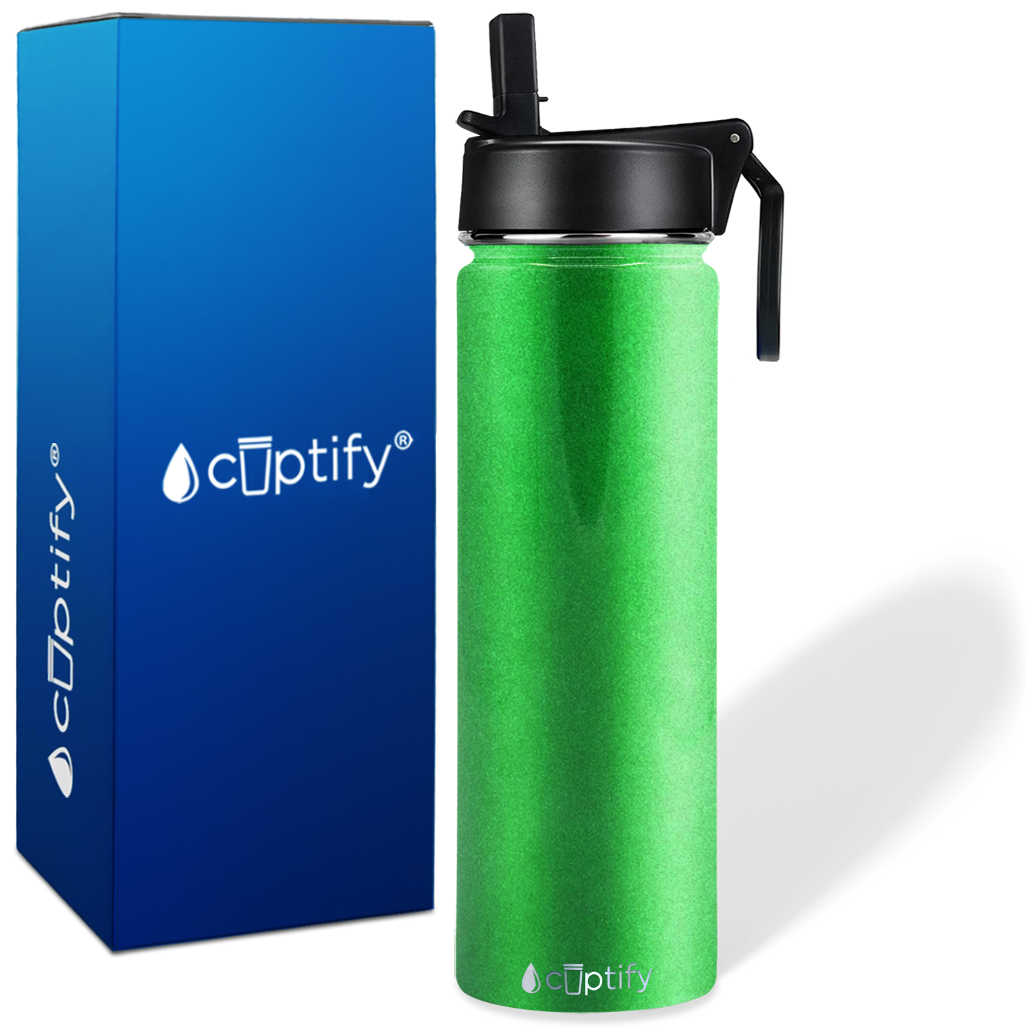 Green Glitter 24oz Wide Mouth Water Bottle