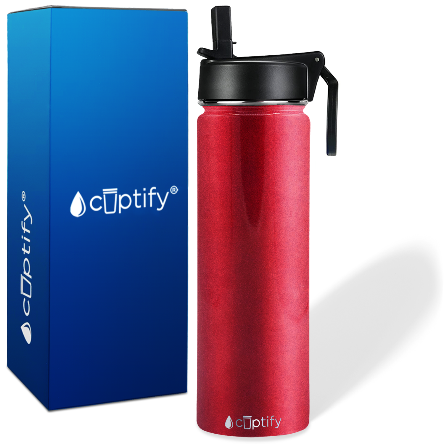 Red Ruby Glitter 24oz Wide Mouth Water Bottle