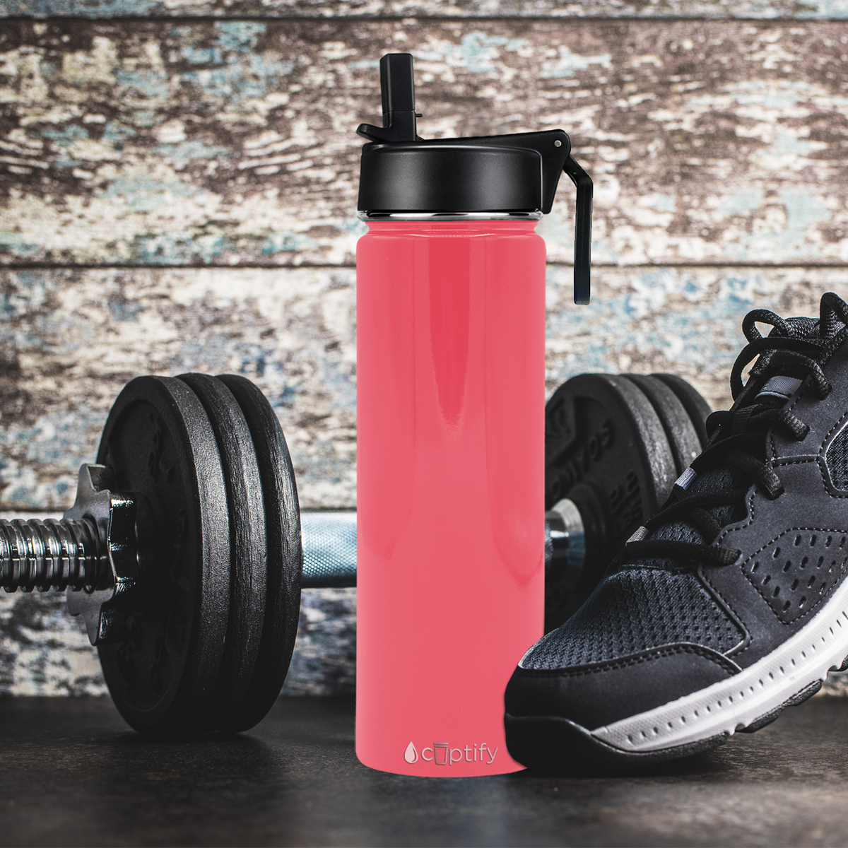 24oz Guava Gloss Wide Mouth Water Bottle With Straw Lid