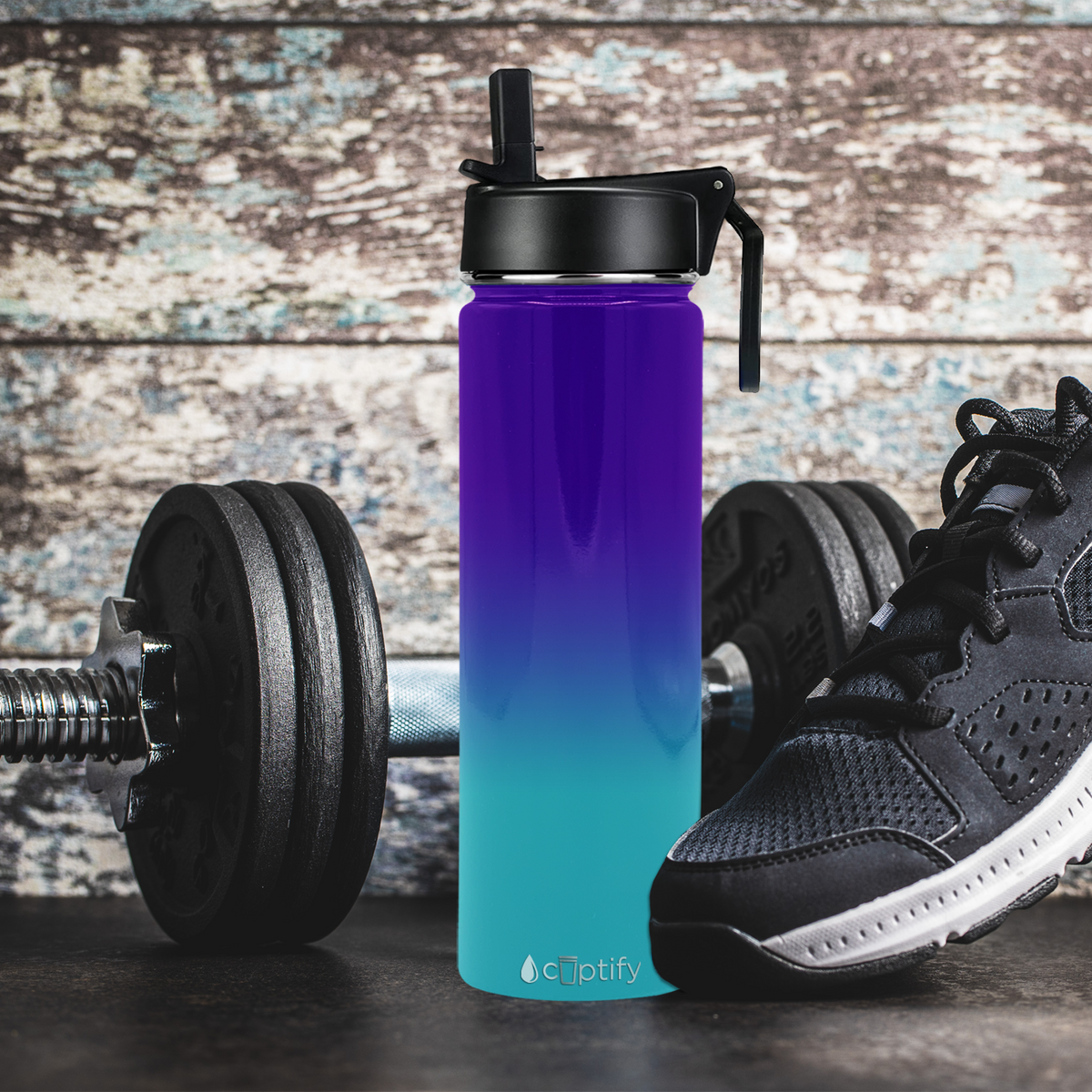 24oz Island Waters Ombre Wide Mouth Water Bottle With Straw Lid