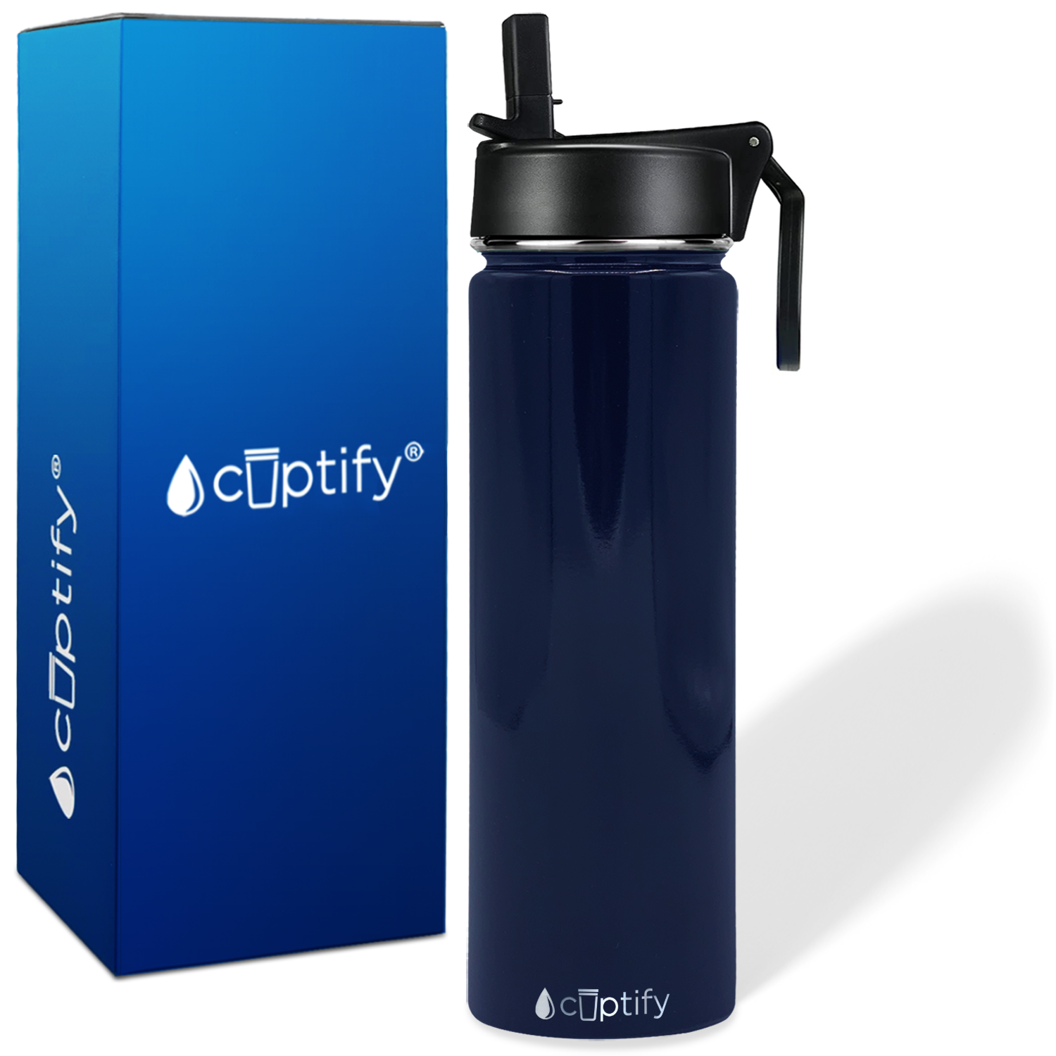 Navy Blue Gloss 24oz Wide Mouth Water Bottle