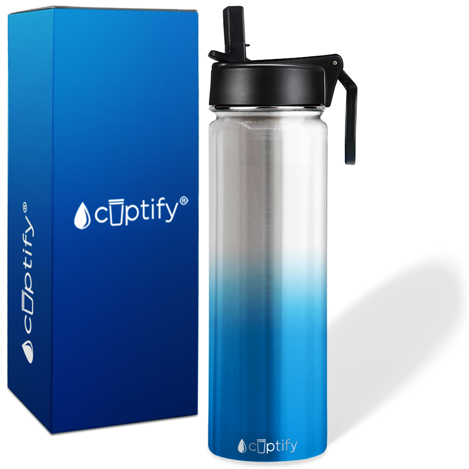 Blue Ombre Translucent 24oz Wide Mouth Water Bottle