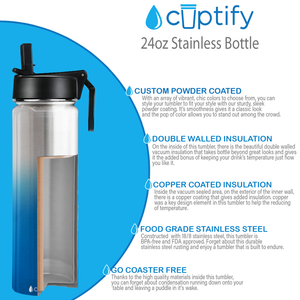 Blue Ombre Translucent 24oz Wide Mouth Water Bottle
