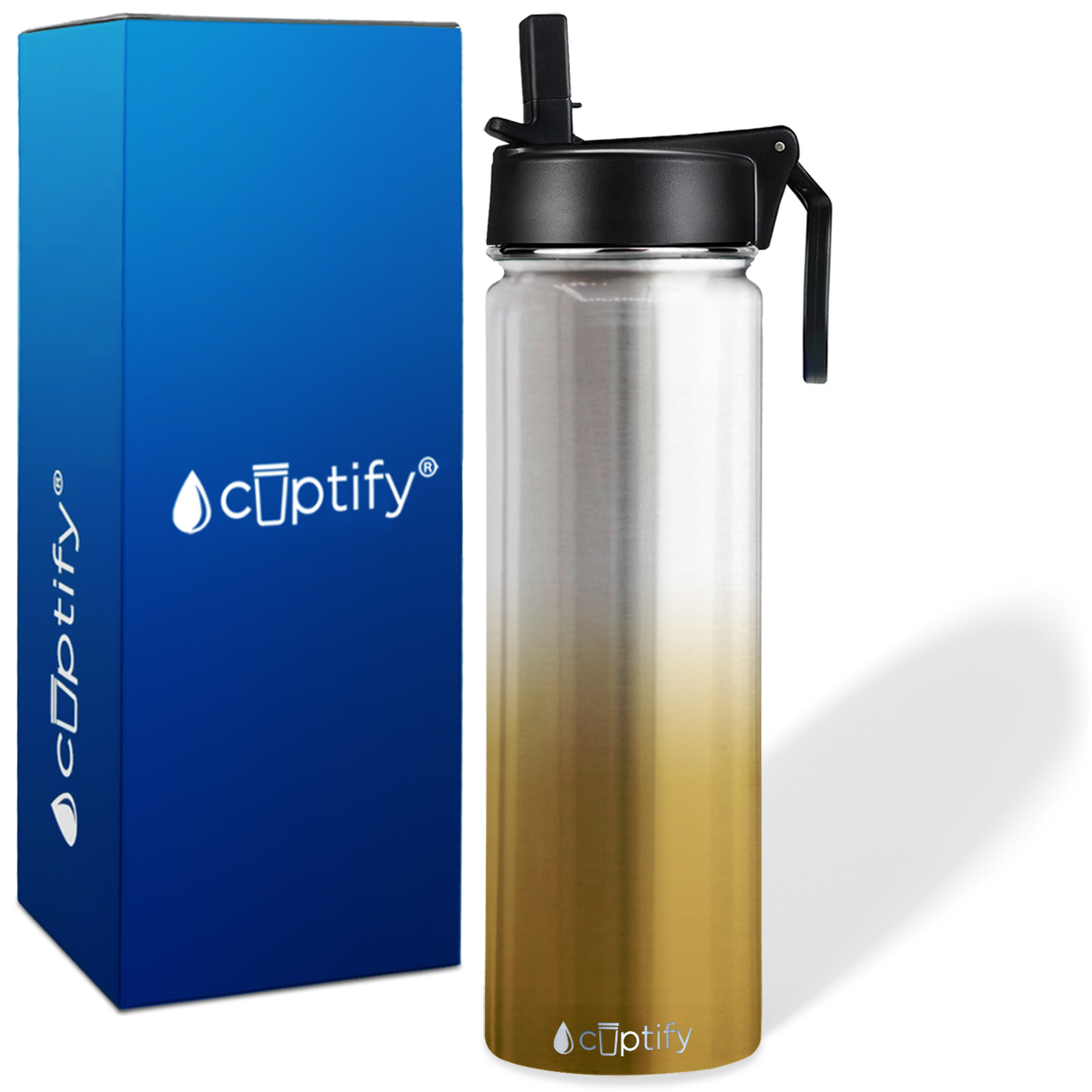 Gold Ombre Translucent 24oz Wide Mouth Water Bottle