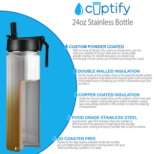 Gold Ombre Translucent 24oz Wide Mouth Water Bottle