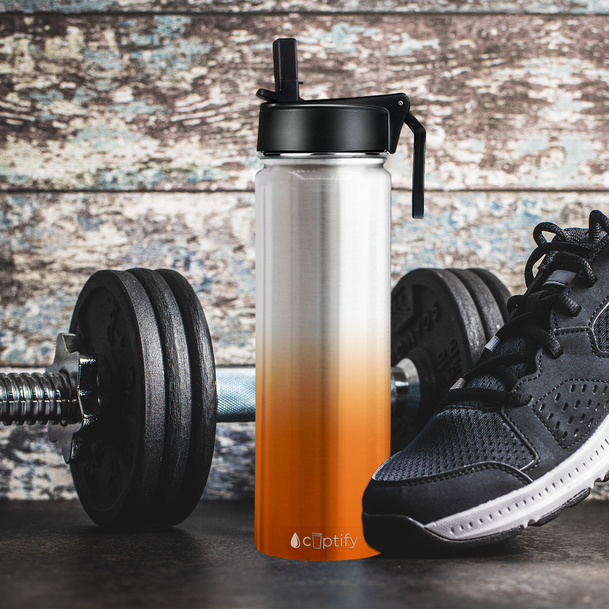 Orange Ombre Translucent 24oz Wide Mouth Water Bottle