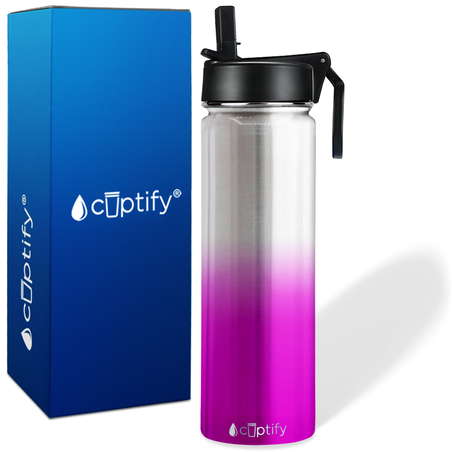 Pink Ombre Translucent 24oz Wide Mouth Water Bottle