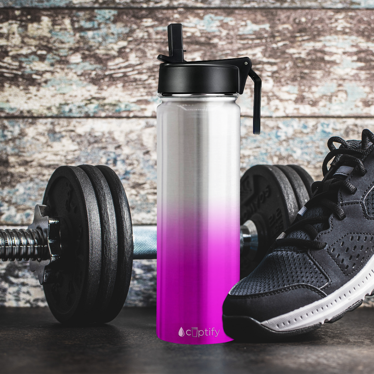 Pink Ombre Translucent 24oz Wide Mouth Water Bottle